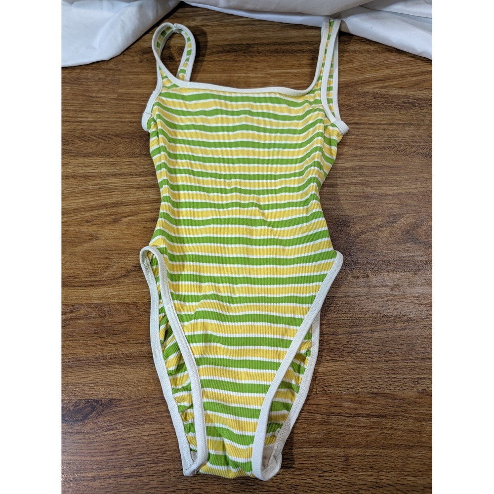 Vintage Gap Swim Green & Yellow Size 6 1 Piece Batingsuit
